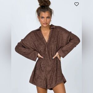 Princess Polly KEGAN LONG SLEEVE ROMPER CAMEL Women’s Size 0